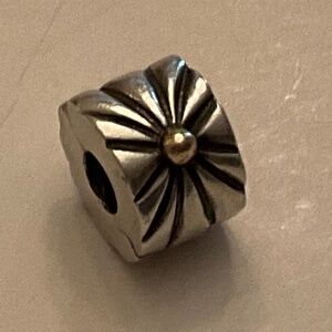 Pandora Retired Sterling Silver with 14K Gold Sunburst Clip Charm 790216